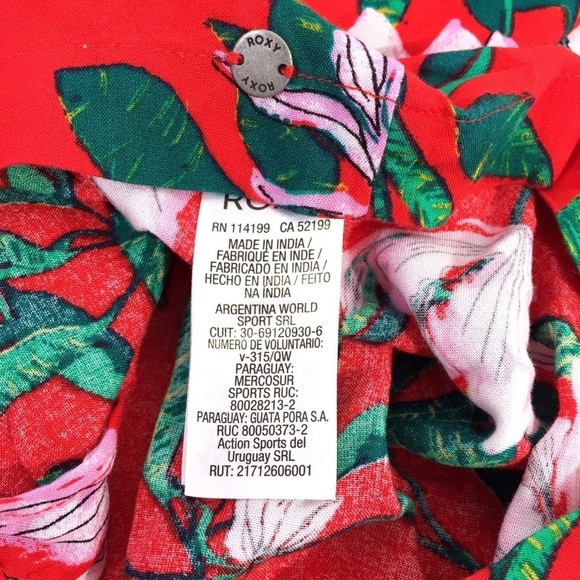 Roxy Red Vacation Floral Collared V Neck Sun Dress - Picture 7 of 8